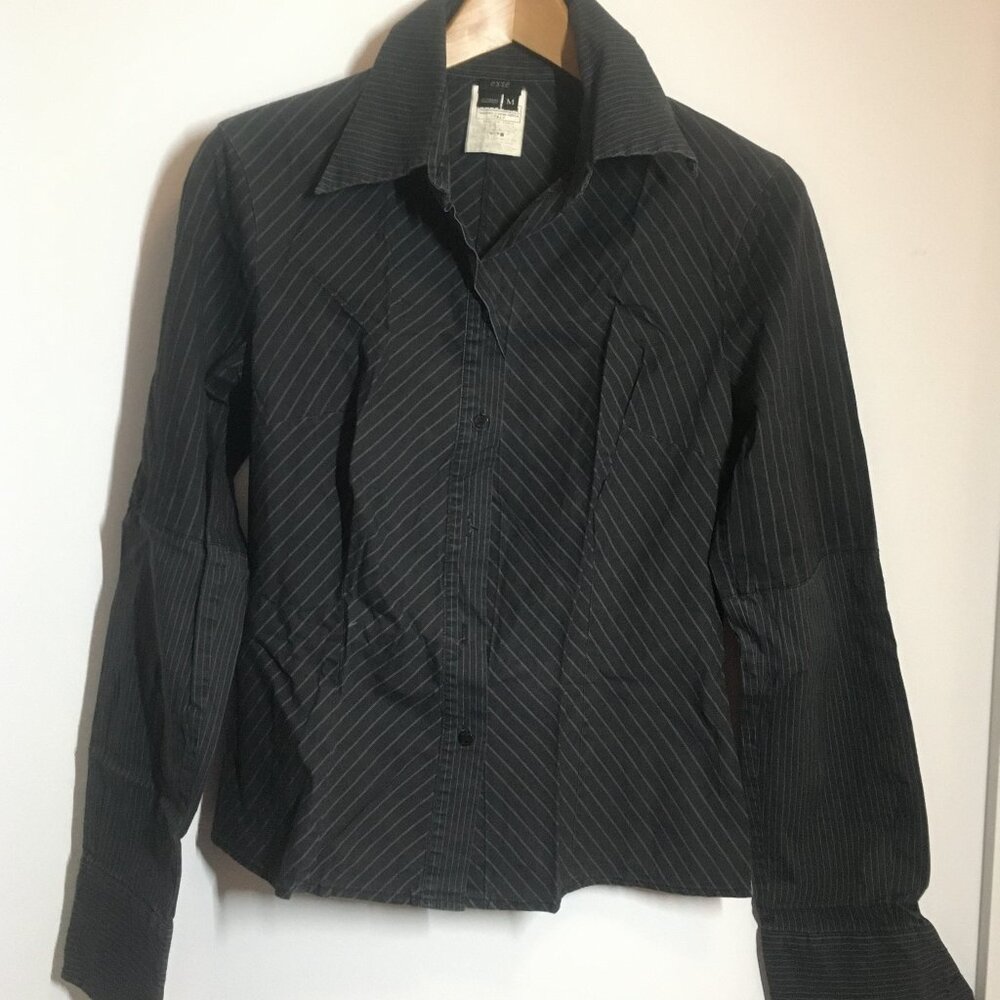 Exte charcoal grey button down shirt, medium/small